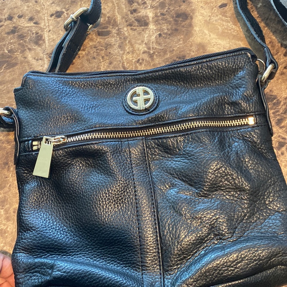 Black and gold embossment shoulder bag
